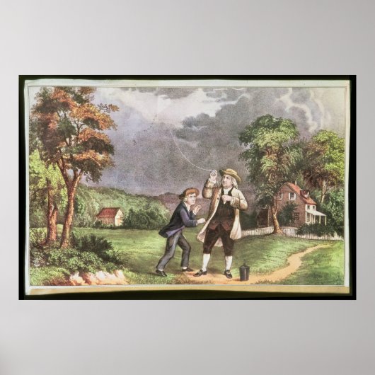Franklin's experiment in elektriciteit poster (Voorkant)