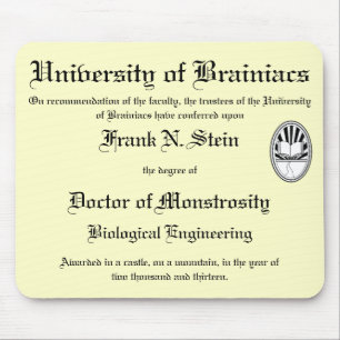 Franknstein diploma mousepad muismat