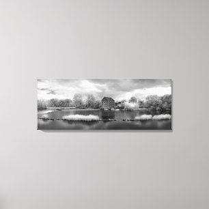 Frankrijk, A Weir aan de rivier de Mayenne (versie Canvas Afdruk