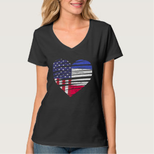 Frankrijk Amerikaans Geteeld Hart USA Patriottisch T-shirt