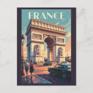 Frankrijk Arc de Triomphe Travel Art Vintage Briefkaart