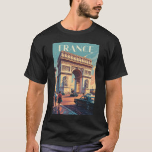 Frankrijk Arc de Triomphe Travel Art Vintage T-shirt