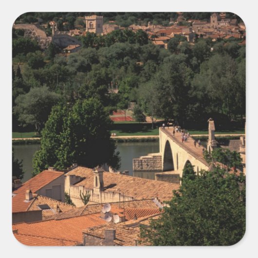 Frankrijk, Avignon, Provence. Pont St., Benezet. Vierkante Sticker (Voorkant)