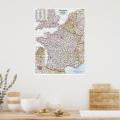 " Frankrijk, België, Nederland: Gedetailleerde MAP Poster (Keuken)