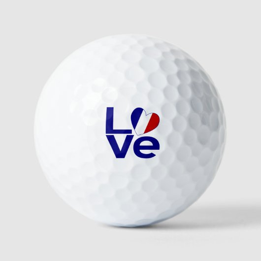 Frankrijk Blauwe LIEFDE Hart Vlag Golfballen (Voorkant)