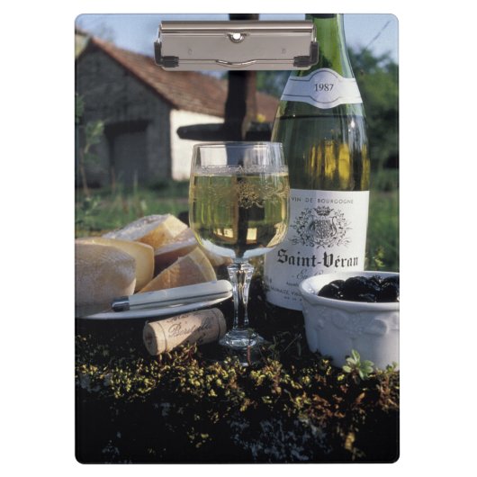 Frankrijk, Bourgogne, Chablis. Lokale wijn en Klembord (Voorkant)