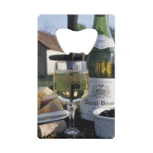 Frankrijk, Bourgogne, Chablis. Lokale wijn en Kredietkaart Flessenopener