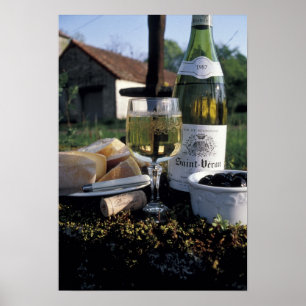 Frankrijk, Bourgondië, Chablis. Lokale wijn en Poster
