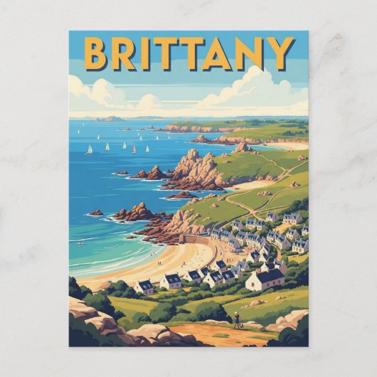  Frankrijk Bretagne Beach Briefkaart (Voorkant)