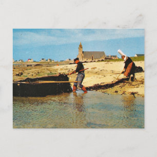 Frankrijk, Bretagne, Beachingvissersboten Briefkaart