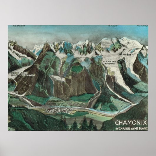 Frankrijk, Chamonix Mont Blanc, bergtop Poster (Voorkant)