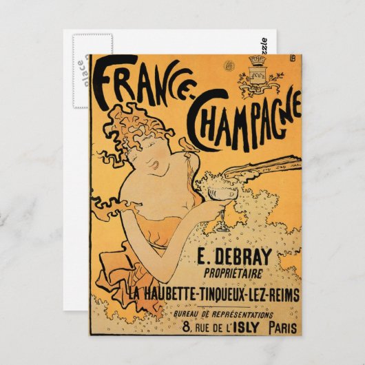 Frankrijk Champagne Drink wijn en kunst Briefkaart (Voorkant / Achterkant)