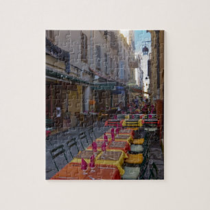 Frankrijk, Corsica. Tafels van café opgesteld in s Legpuzzel