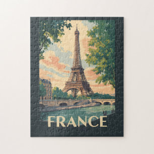 Frankrijk Eiffeltoren Travel Art Vintage Legpuzzel