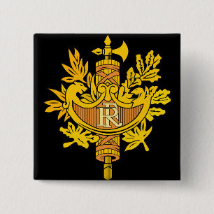 frankrijk embleem vierkante button 5,1 cm