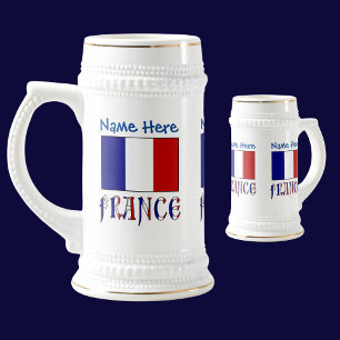 Frankrijk en Franse Vlag Blauw Personalisatie Bierpul