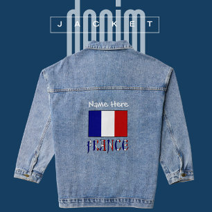 Frankrijk en Franse Vlag Witte Personalisatie Denim Jacket