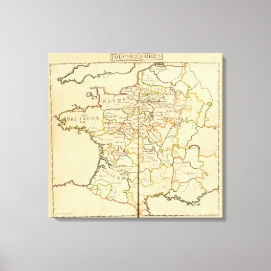 Frankrijk en grenzen canvas afdruk (Voorkant)