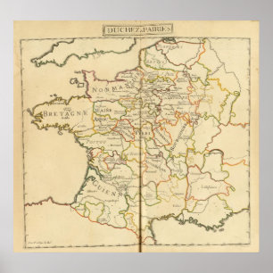 Frankrijk en grenzen poster