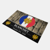 Frankrijk & Franse vlag rustiek hout / familie Deurmat (Schuin)