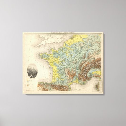 Frankrijk hypsometrisch canvas afdruk (Voorkant)