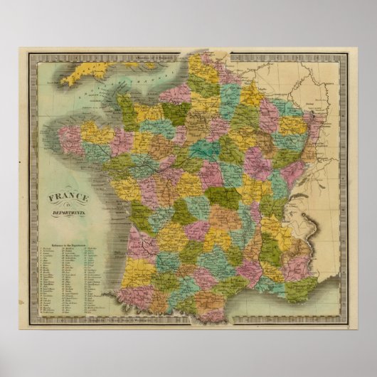 Frankrijk in departementen poster (Voorkant)