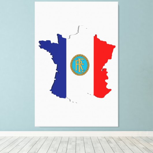 Frankrijk-kaart Canvas Afdruk (Insitu (Houten vloer))