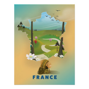 Frankrijk kaart vintage reisposter perfect poster