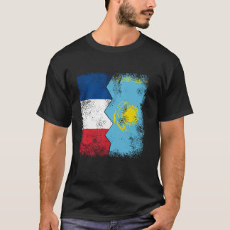 Frankrijk Kazachstan Vlaggen Half KAZACHS Franse r T-shirt