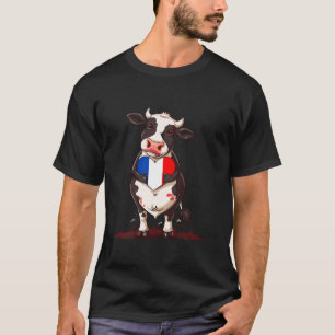 Frankrijk Koe Hart Franse Vlag Franse Wortels Fran T-shirt