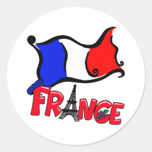 Frankrijk met vlaggenproducten ronde sticker