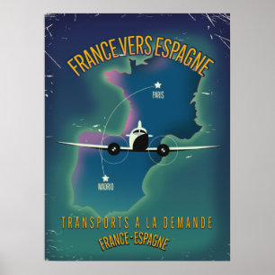 Frankrijk naar Spanje vakantieposter Poster