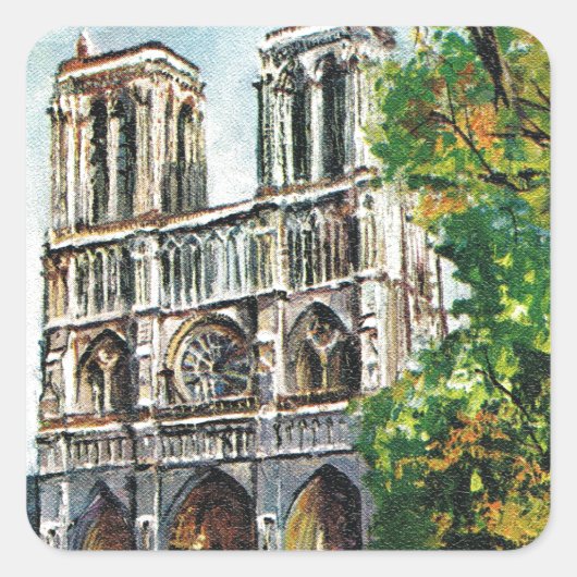  Frankrijk, Notre Dame de Paris Vierkante Sticker (Voorkant)