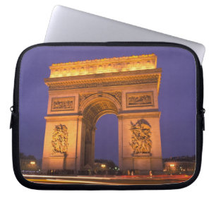 Frankrijk, Parijs, Arc de Triomphe bij schemering. Laptop Sleeve