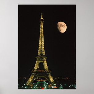 Frankrijk, Parijs. Eiffel Tower at night Poster