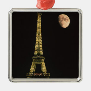 Frankrijk, Parijs. Eiffeltoren 's nachts met Metalen Ornament