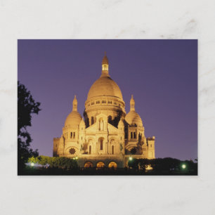 Frankrijk, Parijs, Sacré-Coeur bij schemering. Briefkaart