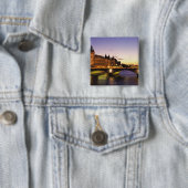 Frankrijk, Parijs, Seine en Conciergerie Vierkante Button 5,1 Cm (In situ)