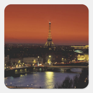 Frankrijk, Parijs Sunset view of Eiffel Tower and Vierkante Sticker