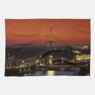 Frankrijk, Parijs Zonsondergang uitzicht op Eiffel Theedoek