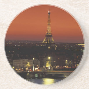 Frankrijk, Parijs Zonsondergang uitzicht op Eiffel Zandsteen Onderzetter