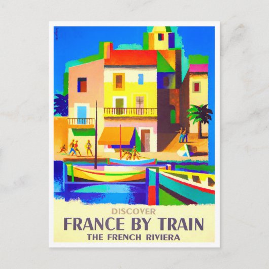Frankrijk per trein vintage briefkaart (Voorkant)