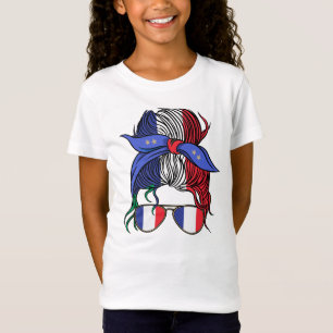 Frankrijk rommelig broodje met Franse vlag T-shirt