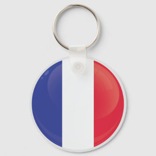 Frankrijk  Rond Icon Vlag Sleutelhanger