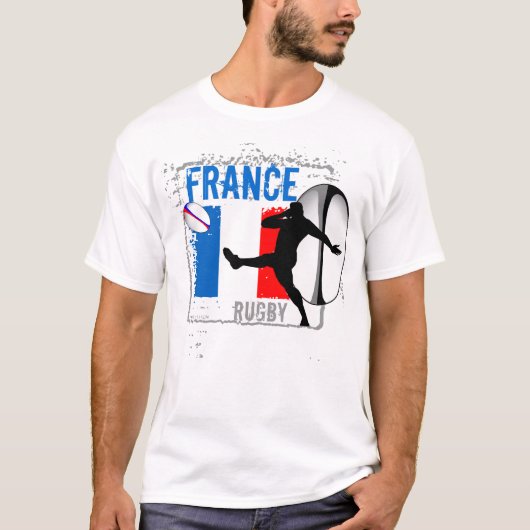 Frankrijk Rugby T-Shirt Kick (Voorkant)