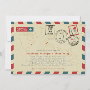 Frankrijk Spanje  Airmail World Travel Wedding Kaart