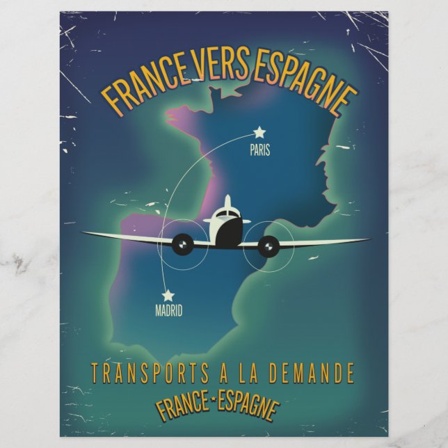 Frankrijk-Spanje vakantie-poster Briefhoofd (Voorkant)