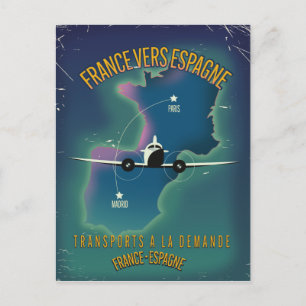 Frankrijk-Spanje vakantie-poster Briefkaart