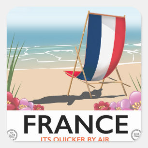 Frankrijk strand reisposter vierkante sticker