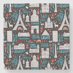 Frankrijk Symbolen Patroon Stenen Onderzetter